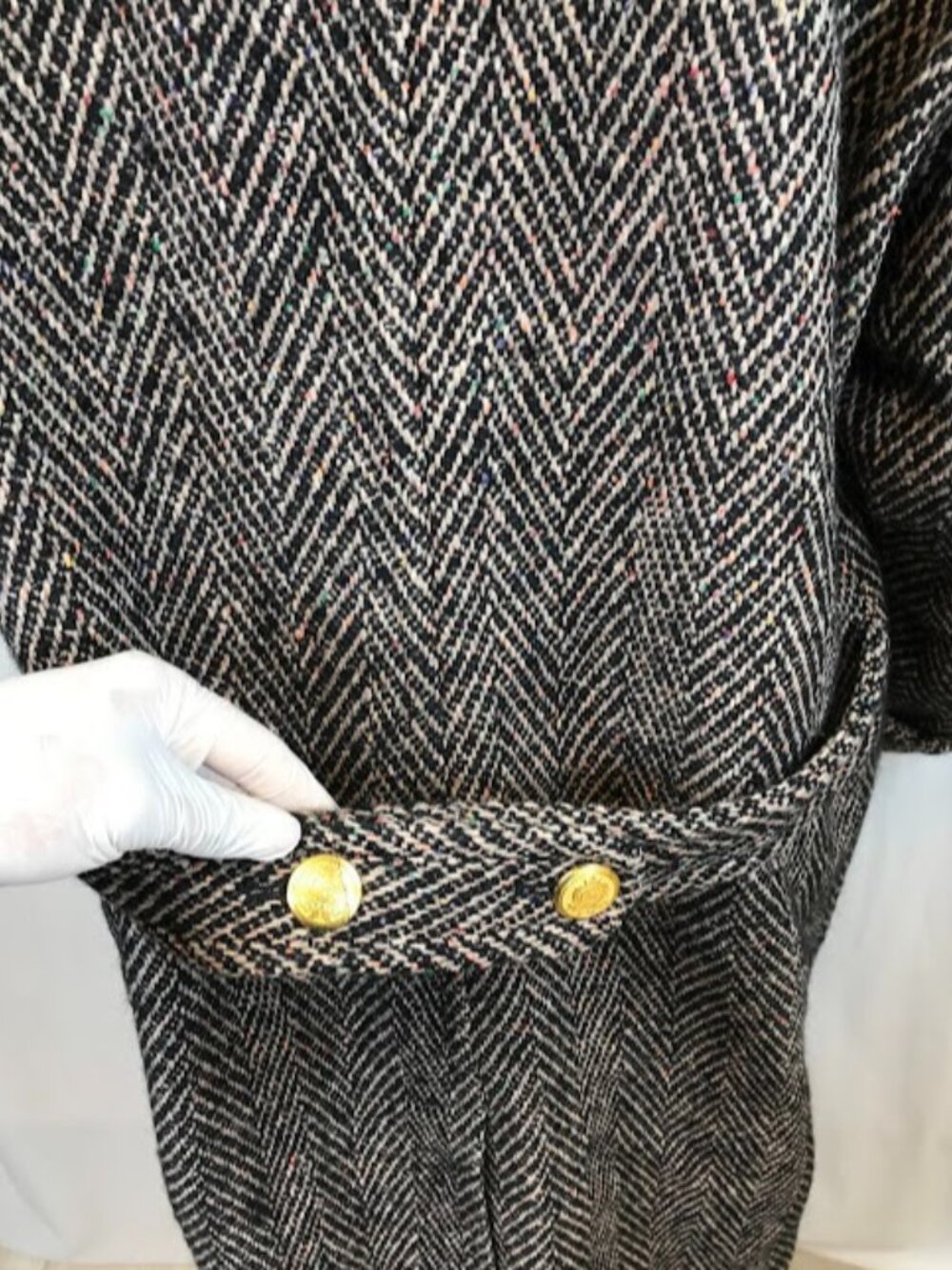 NWT Ronny Kobo Women's Kiki Charcoal Herringbone Coat Large - Picture 7 of 9